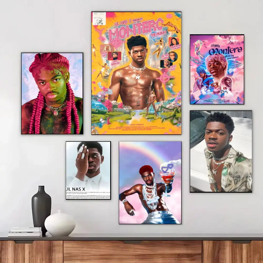Lil Nas X Singer Hip Hop Country Pop Poster HD Waterproof Self-Adhesive For Living Room Gift Bedroom Hallway Wall Decor