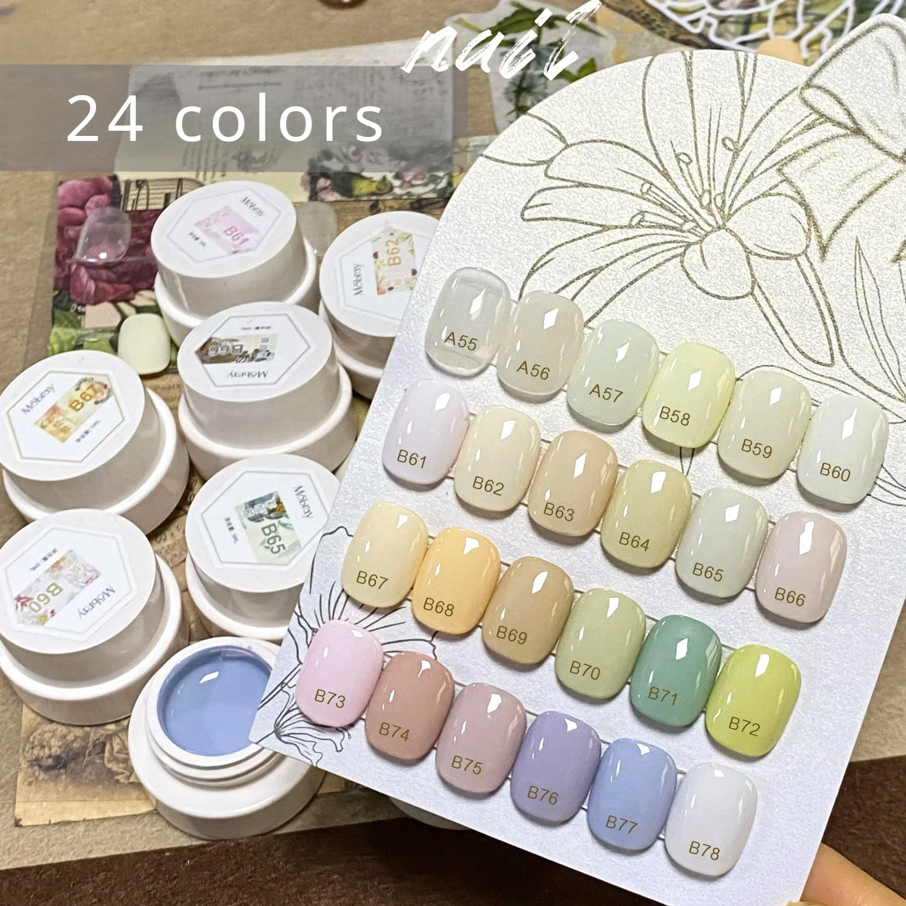 24 Colors 5ml Milky White Gel Nail Polish Semi Permanent UV Gel Soak off UV LED Gel Varnish Base Top Coat Nail Art For manicure