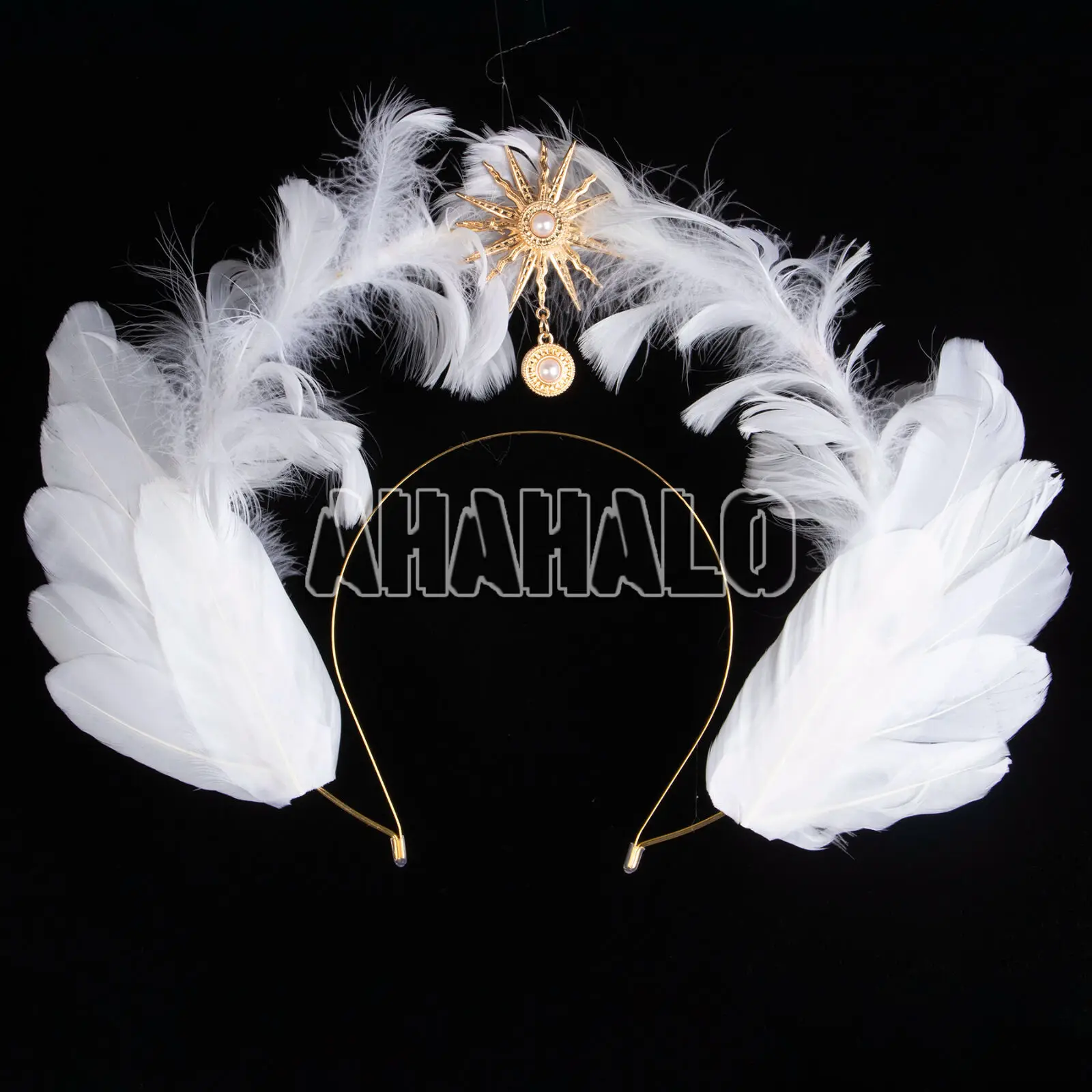 Tocado de corona de Halo de alas de plumas de ángel para mujeres y niñas, diadema Lolita gótica de princesa, accesorios Kawaii para fiesta de Halloween