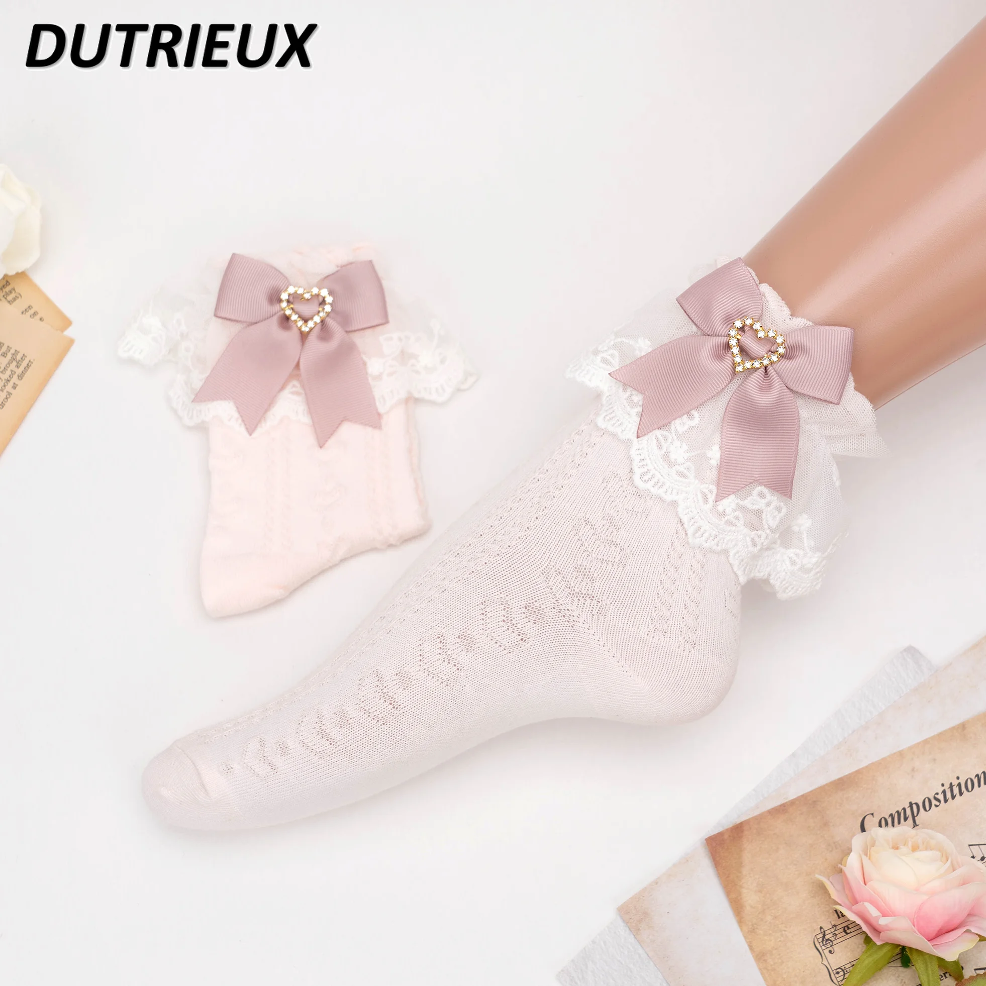 

Japanese Style Ruffles Cotton Sock Mine Series Mass-Produced JK Love Dark Pattern Bow Socks Lolita Cute Girl Kawaii Socks