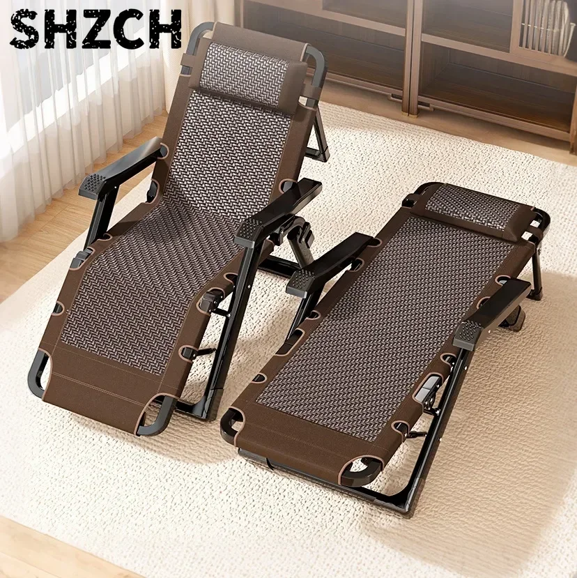 Folding Recliner Office Nap Single Bed Sit and Lie Down High Back Chair Rattan Outdoor Camping