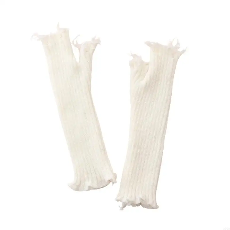 Stretchable Ripped Gloves Elastic Knitted Design Warm Handwear For Men Women Outdoor Activity Street Dancing Wear Gloves