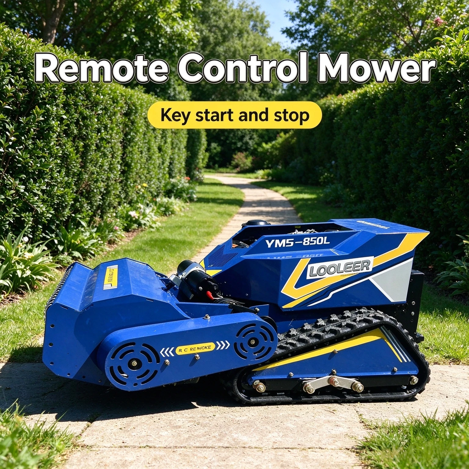 Customized Remote Control Crawler Grass Cutter, Durable Lawn Mowing Machine for Large Garden and Municipal Green Area