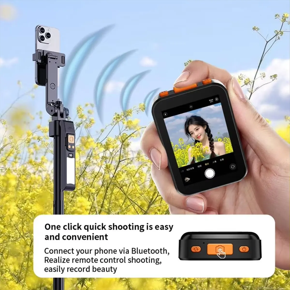 “QUALITY EXCELLE“-X40G Wireless Selfie Monitor with Clip for & Android Bluetooth Focus Adjustment for Vlogging Black