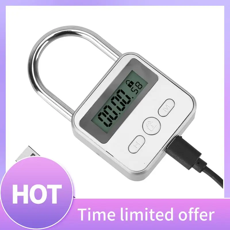 

ABFN-LCD Display Electronic Timer Switch USB Rechargeable Timer Padlock Travel Electronic Timer-Black