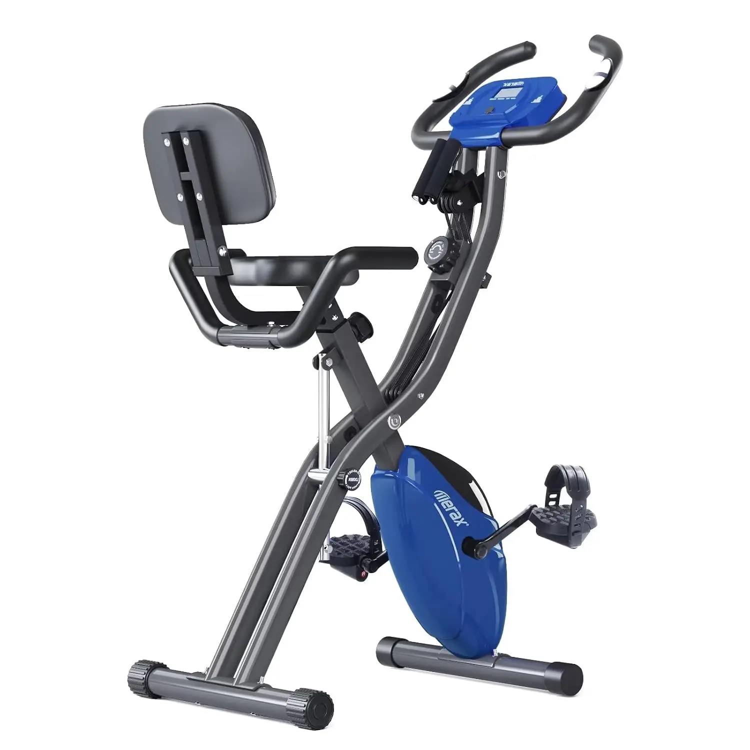 Folding X-Bike 16-Level Magnetic Resistance 300LBS Indoor Fitness Equipment with Heart Rate Sensor LCD Monitor, Customized