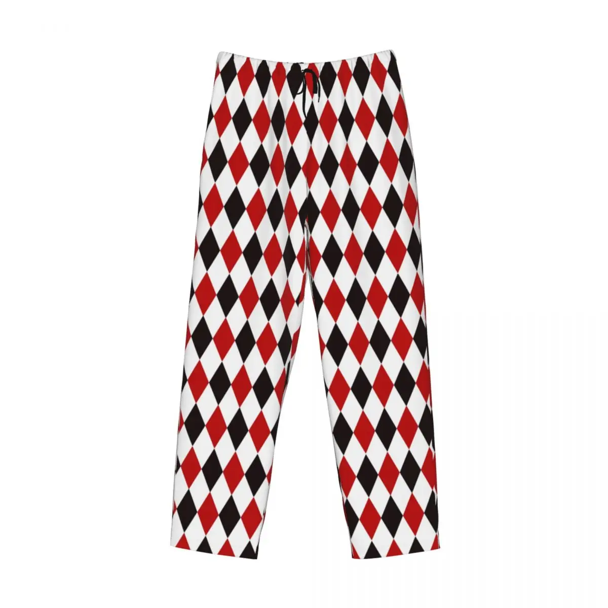 Custom Harlequin Plaid Playing Cards Diamond Pajama Pants Men Sleepwear Sleep Lounge Bottoms with Pockets