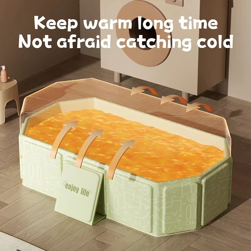 1PC Green and White Children's Portable Thick Folding Bathtub Suitable for Travel Convenient Summer Garden Pool for Storage