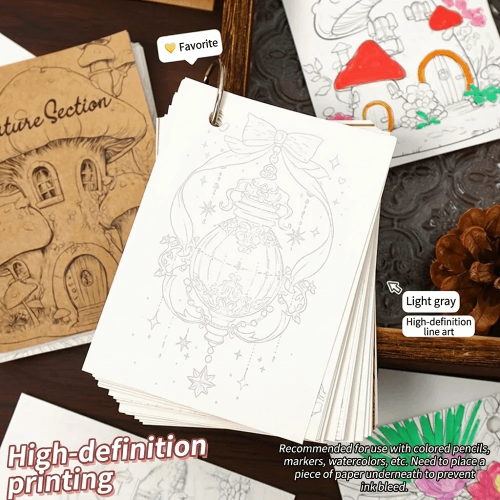 Loose Leaf Drawing Notebook Metal Cover 80 Pages Sketchbook for Kids DIY Solid Paper Coloring Notebook for Practice Relaxation