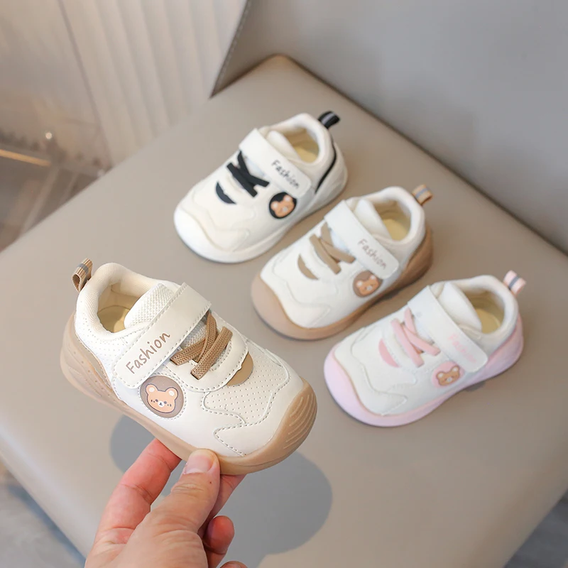 Cute Baby Sports Shoes Toes Capped Soft Sole Kids Sports Shoes Hook&loop 2025 Autumn New Children Walking Shoes Comfortable