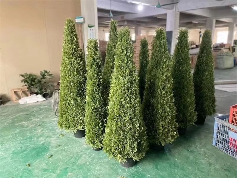 #￥Wholesale Greenplants Evergreen Outdoor Artificial Cedar Christmas Tree Faux Cone New Year 150-200cm
