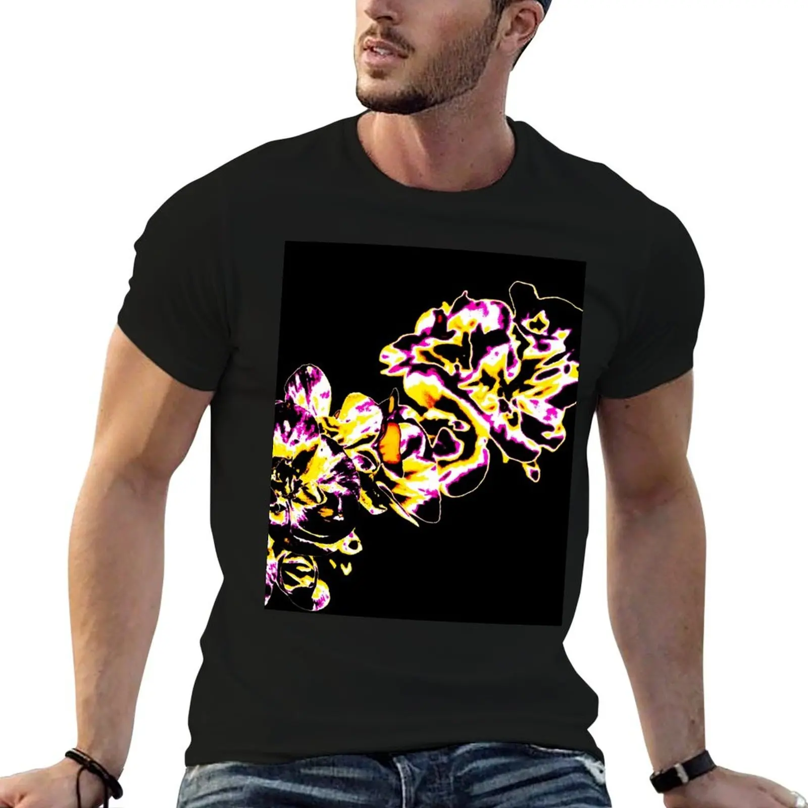 Flaming Flowers T-Shirt graphic t shirts vintage graphic tee graphics T-shirts for men cotton