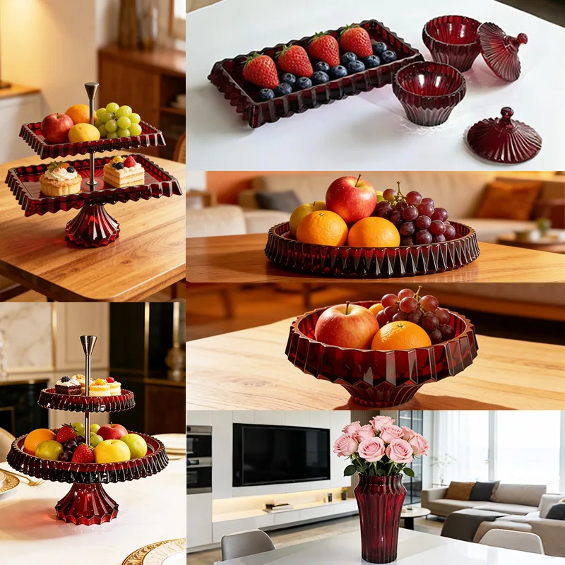 Crown fruit plate, handmade crystal plate, dried fruit snack snack crystal plate with foot cake plate