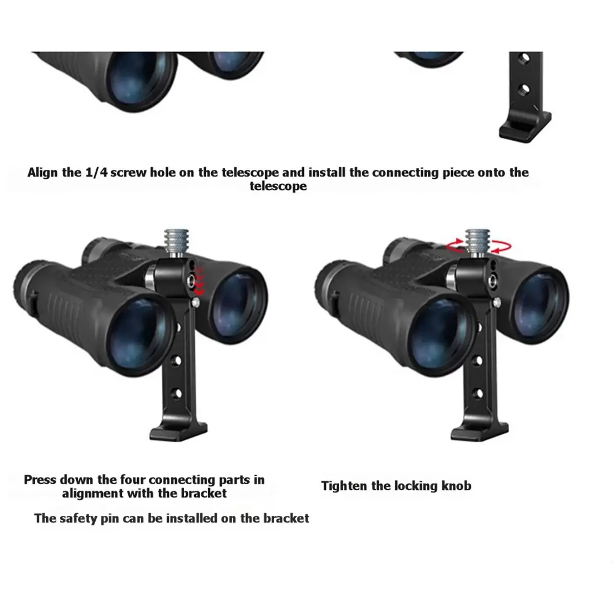 Binoculars Mount, Aluminum Alloy, 1/4 Inch, Suitable for Tripods, Monopods, and Arca-Type Gimbals.
