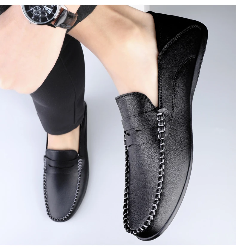 Herren-Slipper in Übergrößen, lässige Alltagsschuhe, neue Modelle für alle Jahreszeiten, weiche Sohle, Outdoor-Fahrerschuhe, weiße Schuhe, modische Schuhe für junge Leute, trendige Schuhe. – Detail 14