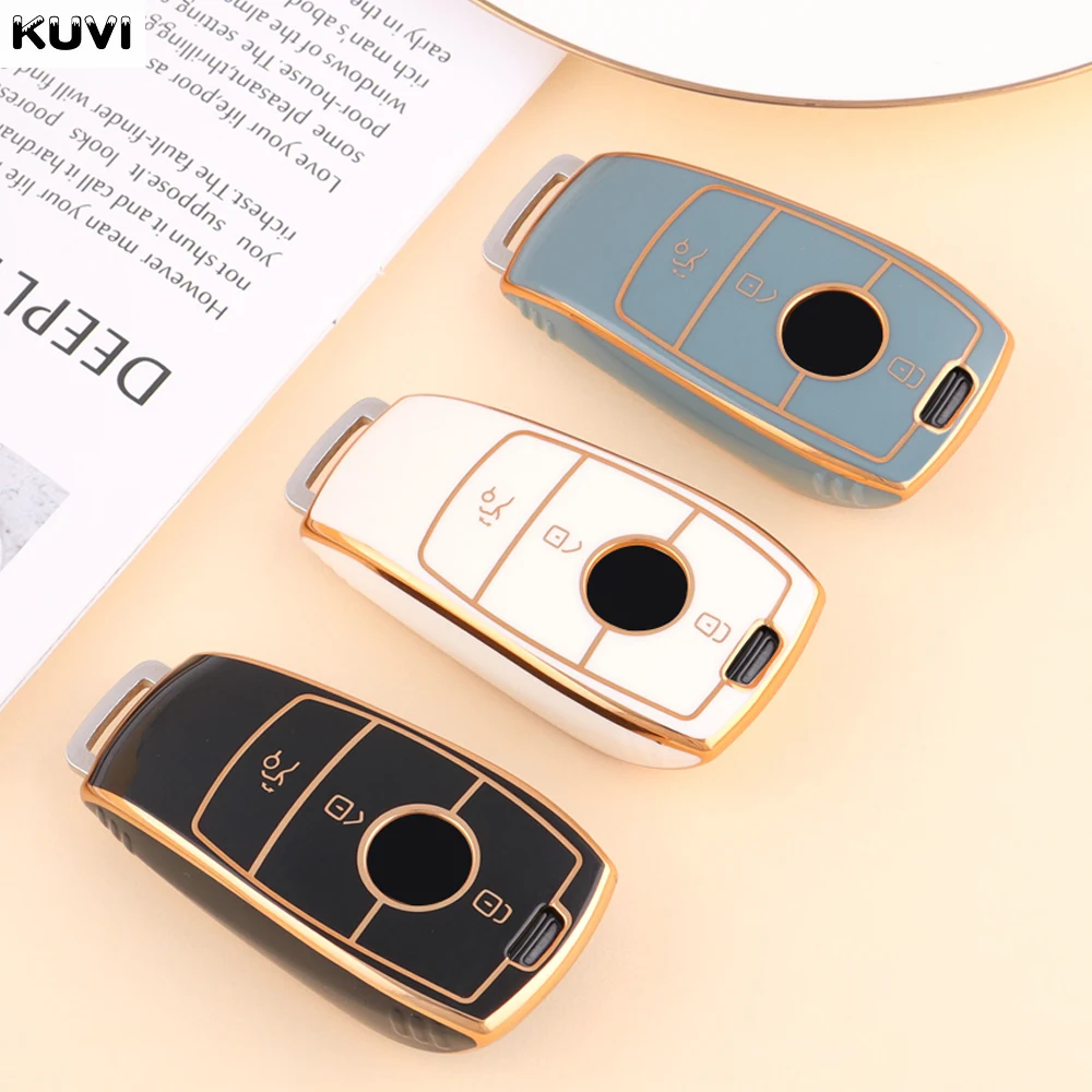 

Golden TPU Car Key Case Cover For Mercedes Benz E S G Class GLC CLE CLA GLB GLS W177 W205 W213 W222 X167 AMG E200 E260 Shell Fob