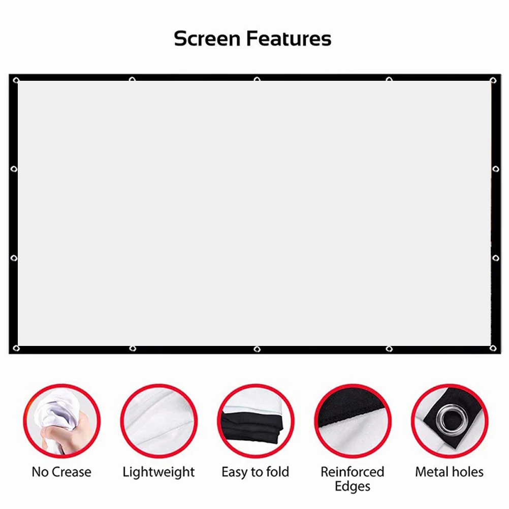 

84 Inch Portable Projector Screen Pcs Compact Foldable Outdoor Indoor Durable Projection Display