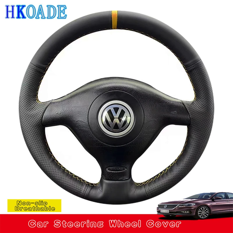 Dostosuj skórzany pokrowiec na kierownicę z mikrofibry do Seat Leon MK1 Volkswagen VW Golf 4 IV Passat B5 Variant Polo Skoda Fabia 1
