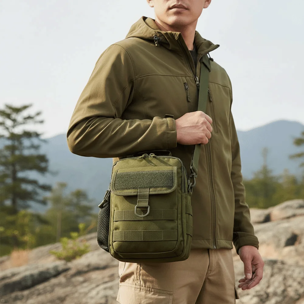 

Large Capacity Nylon Chest Bag Wear-Resistant Minimalist Men's Multi-functional Sports Satchel Adjustable Strap Solid Color