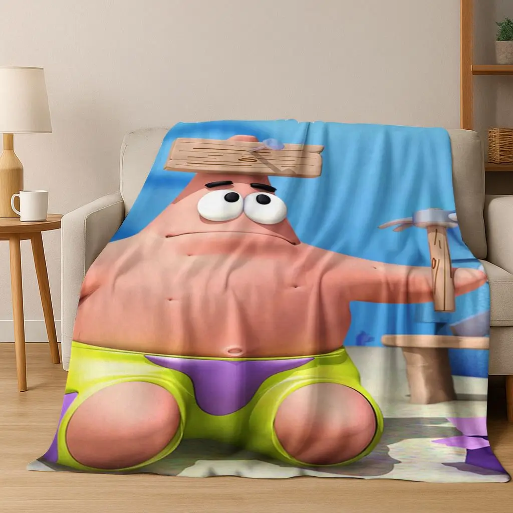 الكرتون S-سبونجبوب سكوير باتريك ستار الفانيلا بطانية لينة رمي بطانية للسرير غرفة نوم غرفة المعيشة السفر نزهة هدية #1