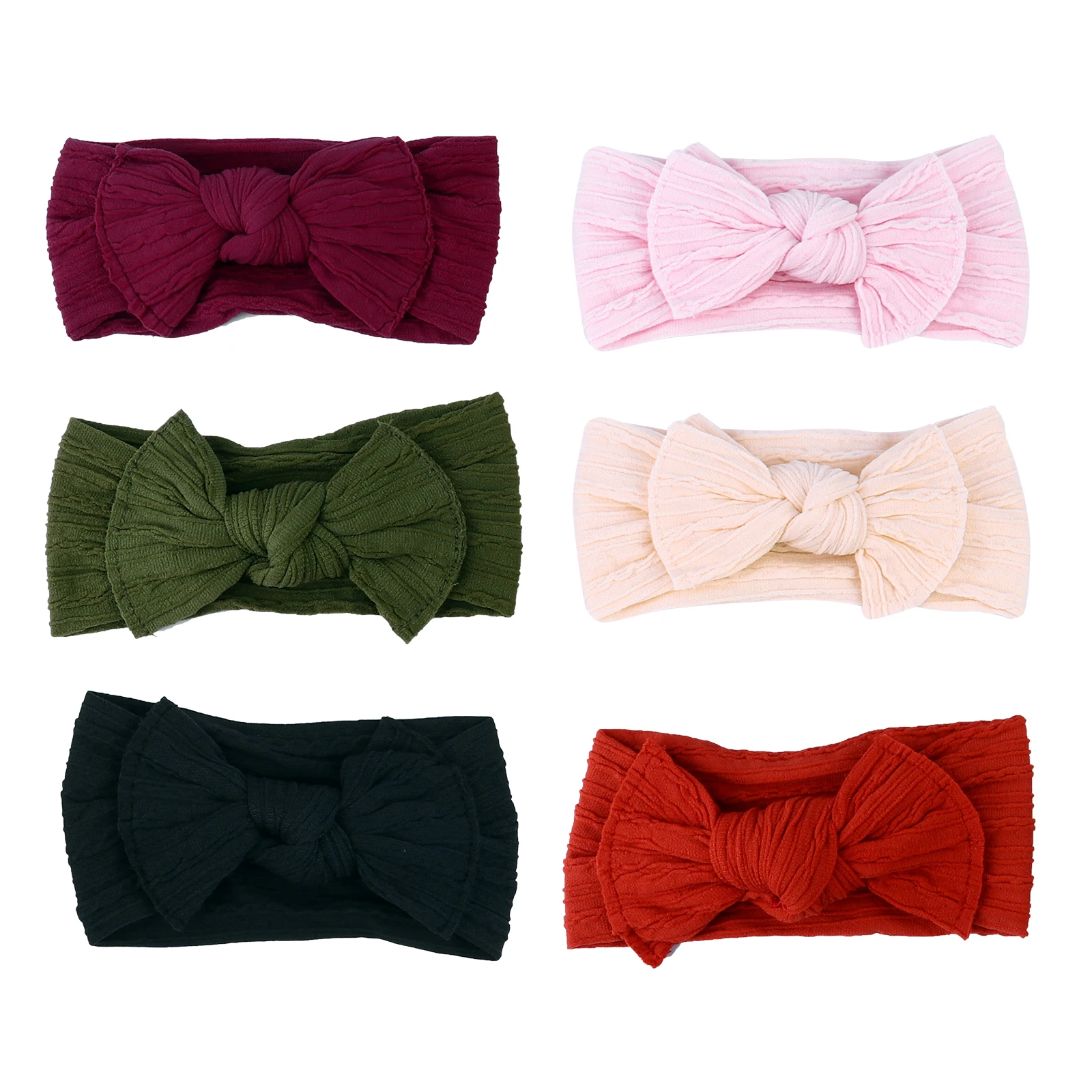 

6pcs Kids Stretchy Soft Fabric Headband Bow Baby Hair Band For Infant Newborn Girls Multiple Colors Comfortable Daily Chic