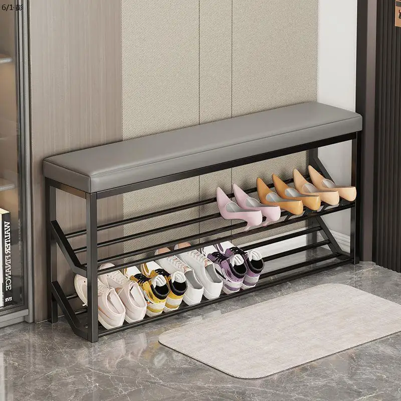 Shoe change stool household door wrought iron soft bag seat cushion shoe rack can sit shoe stool entrance stool entrance door