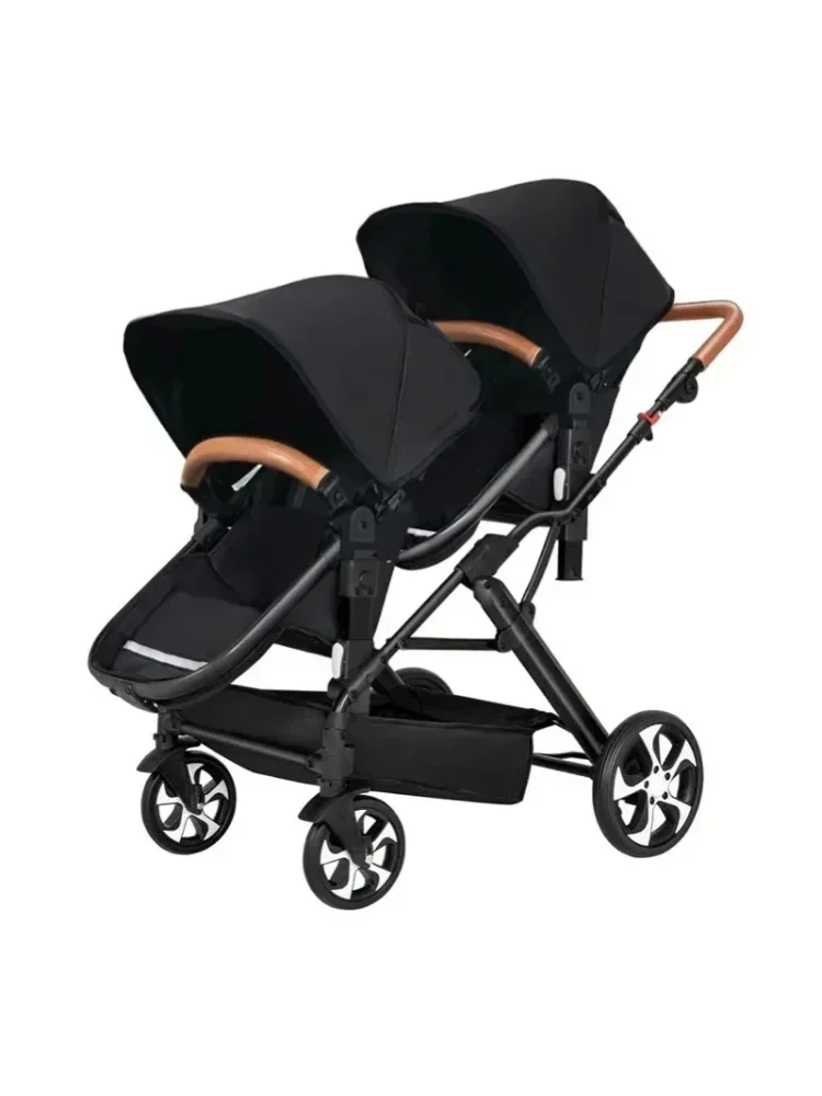 Hochwertiger Zwillingskinderwagen, Liege- und Sitzposition, faltbar, sicherer und robuster Doppelkinderwagen mit Stoßdämpfern, Versand aus der EU.