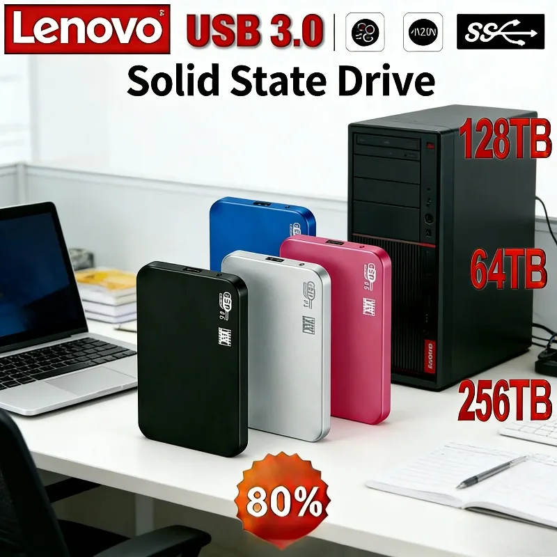 

Внешний корпус для SSD-накопителя Lenovo 256 ТБ, высокоскоростной, с кабелем USB 3.0, ABS-пластик