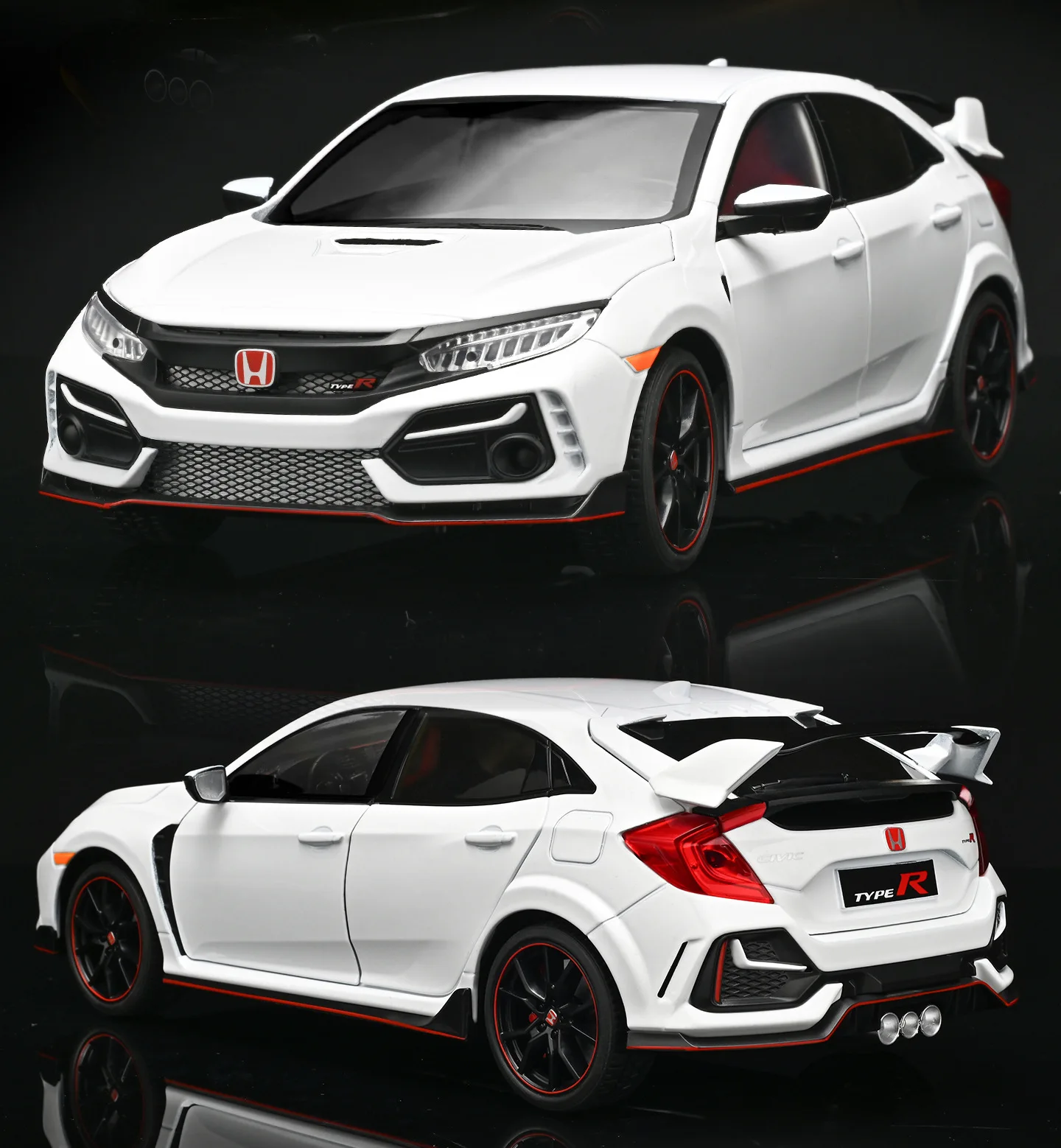 Large Size 1:18 HONDA CIVIC TYPE-R FK8 Hatchback Alloy Sports Car Model Diecasts Metal Track Racing Car Vehicles Model Kids Gift