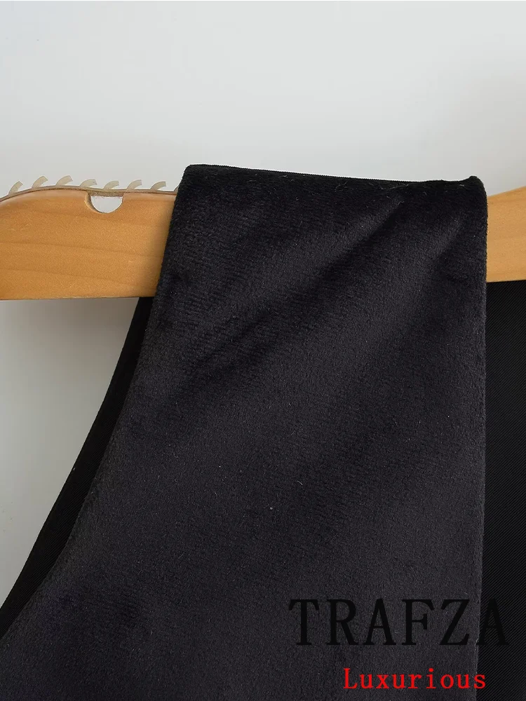 TRAFZA-Chaqueta larga informal de oficina para mujer, abrigo liso con bolsillos y cuello de pico, sin mangas, con botonadura única, a la moda, para