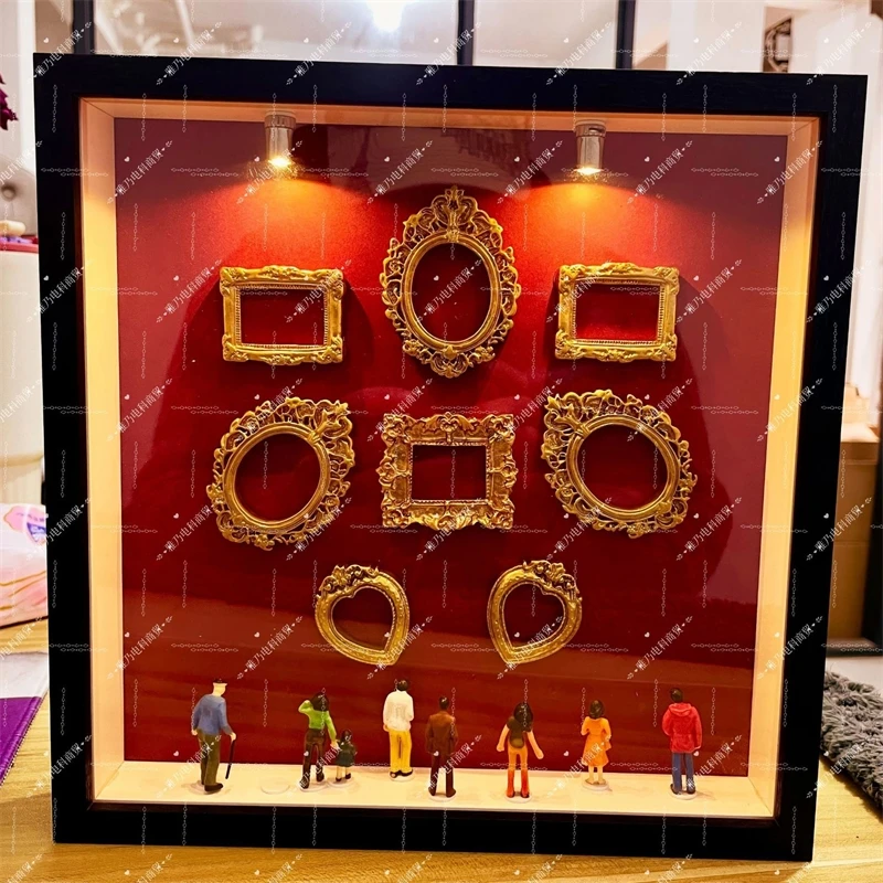 DIY Mini Museum Silhouette Box Memory Display Kit Romantic Valentine's Day Gifts With Miniature Statue And Gold Frame Gift