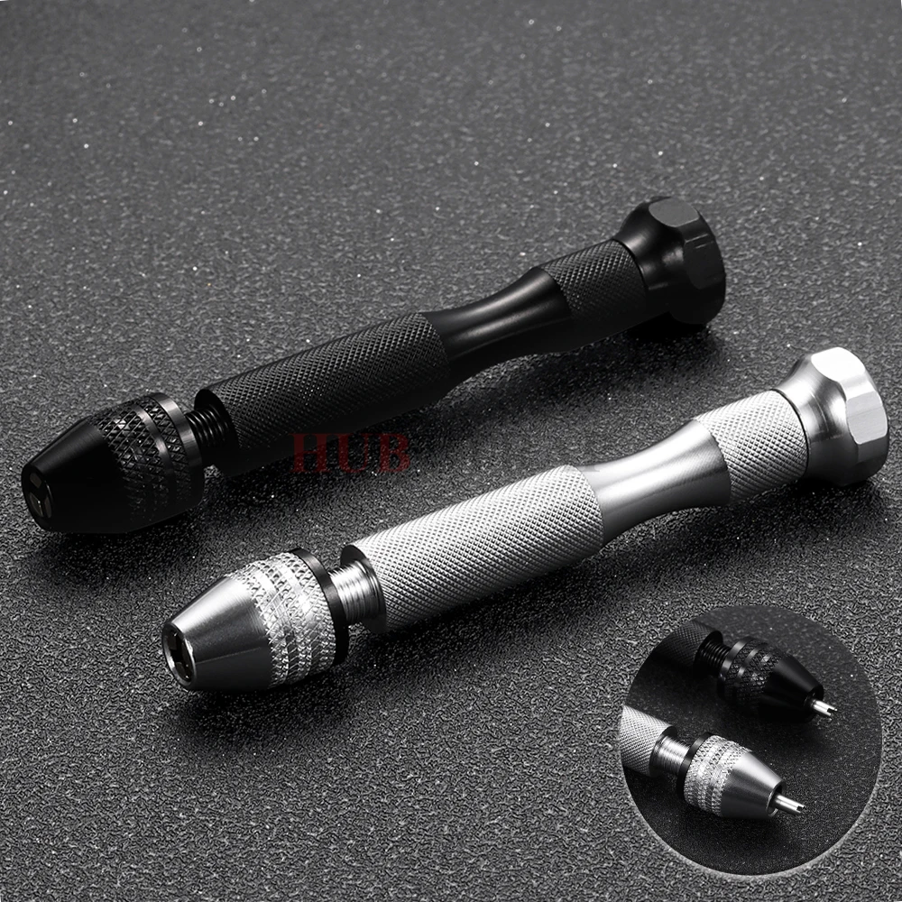 Adjustable Manual Hand Drill Chuck Mini Micro Aluminum Alloy Rotary Pin Vise Screwdriver Hand Drill Steel Twist Drill Bit Tools