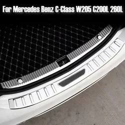 For Mercedes Benz C-Class W205 C200L 260L 2015-2021 Car Stainless Rear Bumper Protector Trunk Door Plate Cover Trim