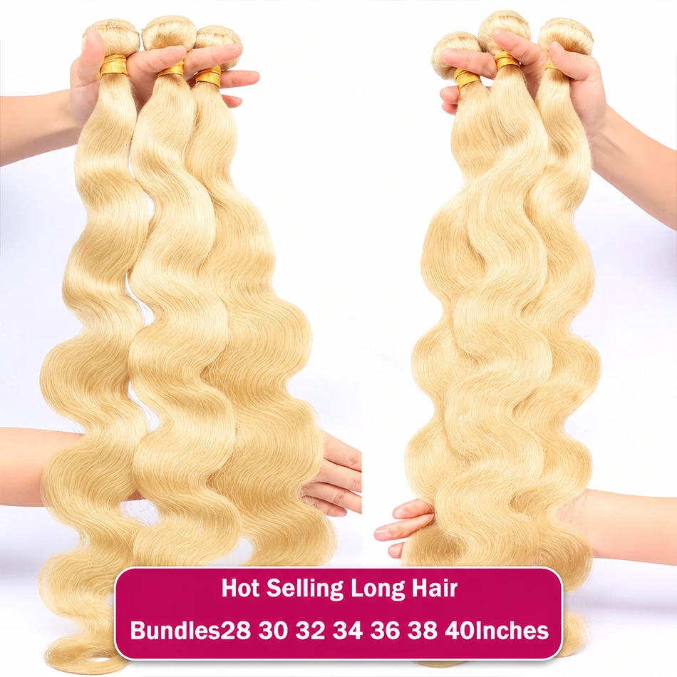 

613 Human Hair Bundles Body Wave Blonde 30 32 34 Inches Bundles Unprocessed 12A Vietnamese Virgin Human Hair 613 Hair Extensions
