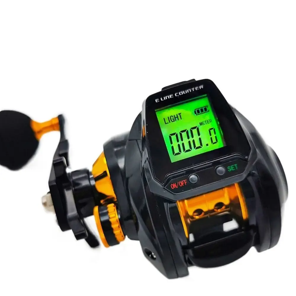 هوك تذكير الرقمية الصيد baitcast بكرة خط عداد عرض كبير العد الكهربائية الصيد بكرة شاشة LED كبيرة الكهربائية