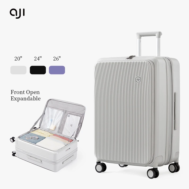 

Aji Luggage Travel Suitcase New Design Side Opening Lid With 40MM Expanding Capacity Travel Suitcase 20 24 26 Inch Trolley Bag