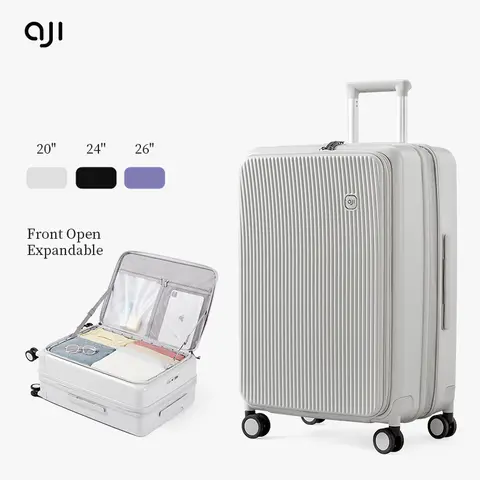 Aji 수하물 여행 가방 40MM 확장 용량 여행 가방이있는 새로운 디자인 측면 개방 뚜껑 20 24 26 인치 트롤리 가방