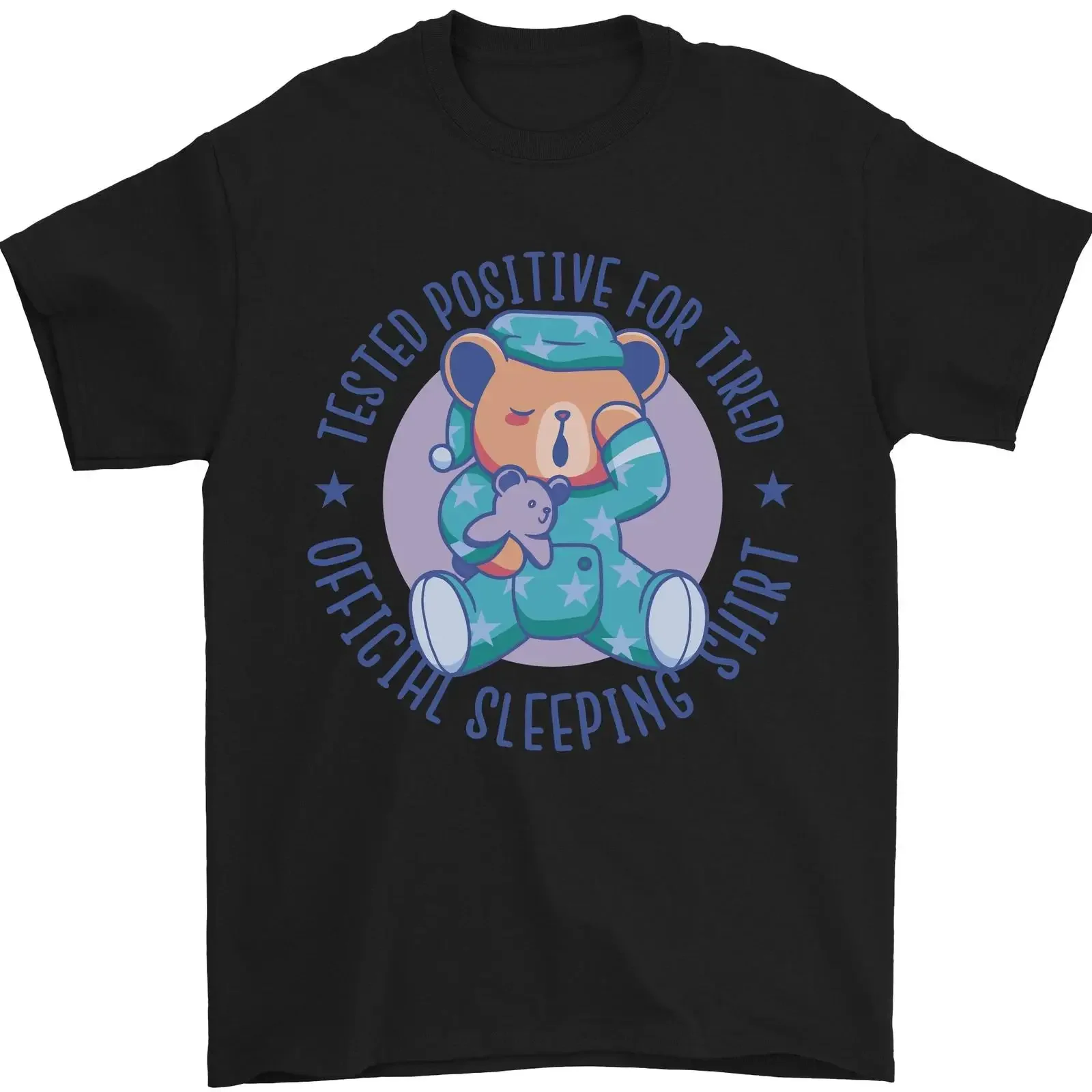 Tested Positive for Tired Teddy Bear Sleeping Mens T Shirt 100 Cotton Image 1 of 4 vintage Washed graphic Unisex Comfortable