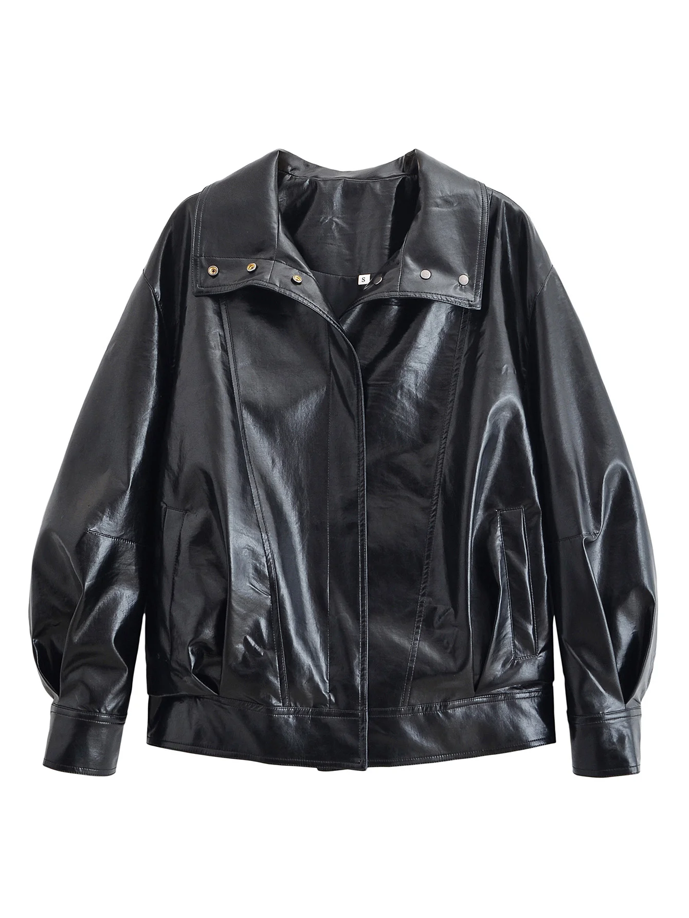 

HH женские осенние уличные шикарные куртки черные с высоким воротником и карманами однобортные женские новые модные пальто с длинными рукавами