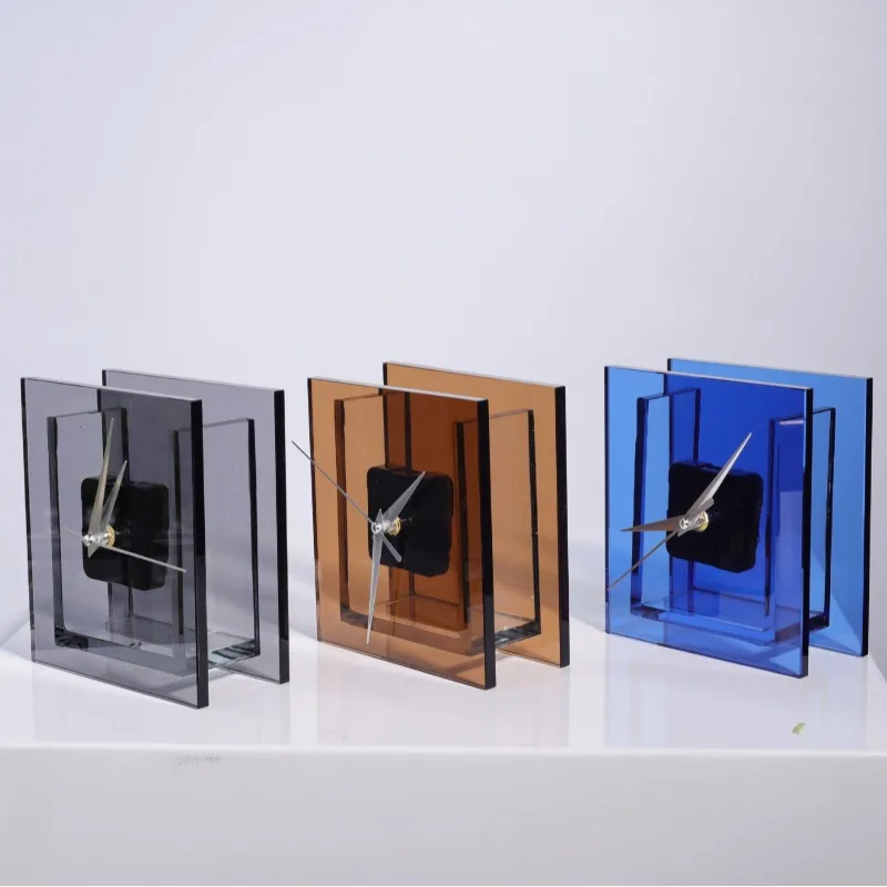 

Современные минималистичные стеклянные хрустальные настольные часы, скандинавские роскошные настольные часы для гостиной, вставные в цветы, офисные настольные орнаменты, фигурки FYFM