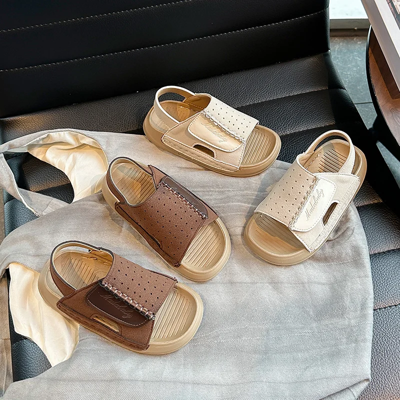 

Classic Kids Summer Sandals Casual Retro Boys Girls School Outdoor Shoes Soft Non-slip Children Fashion Flat Sandals Hook Loop