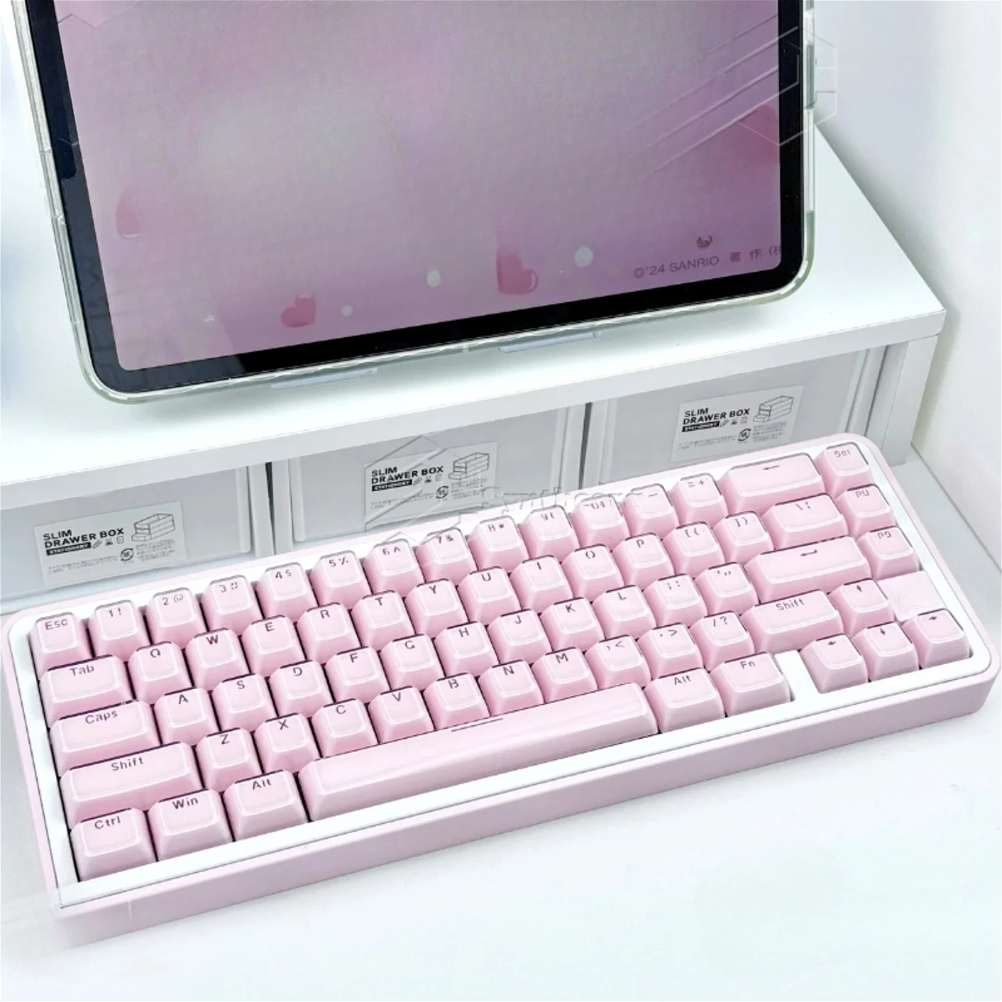 136 Key Crystal Translucent Keycap PBT OEM Girls' Pink Keycap Set Suitable for 60/84/98/108 Mechanical Keyboards