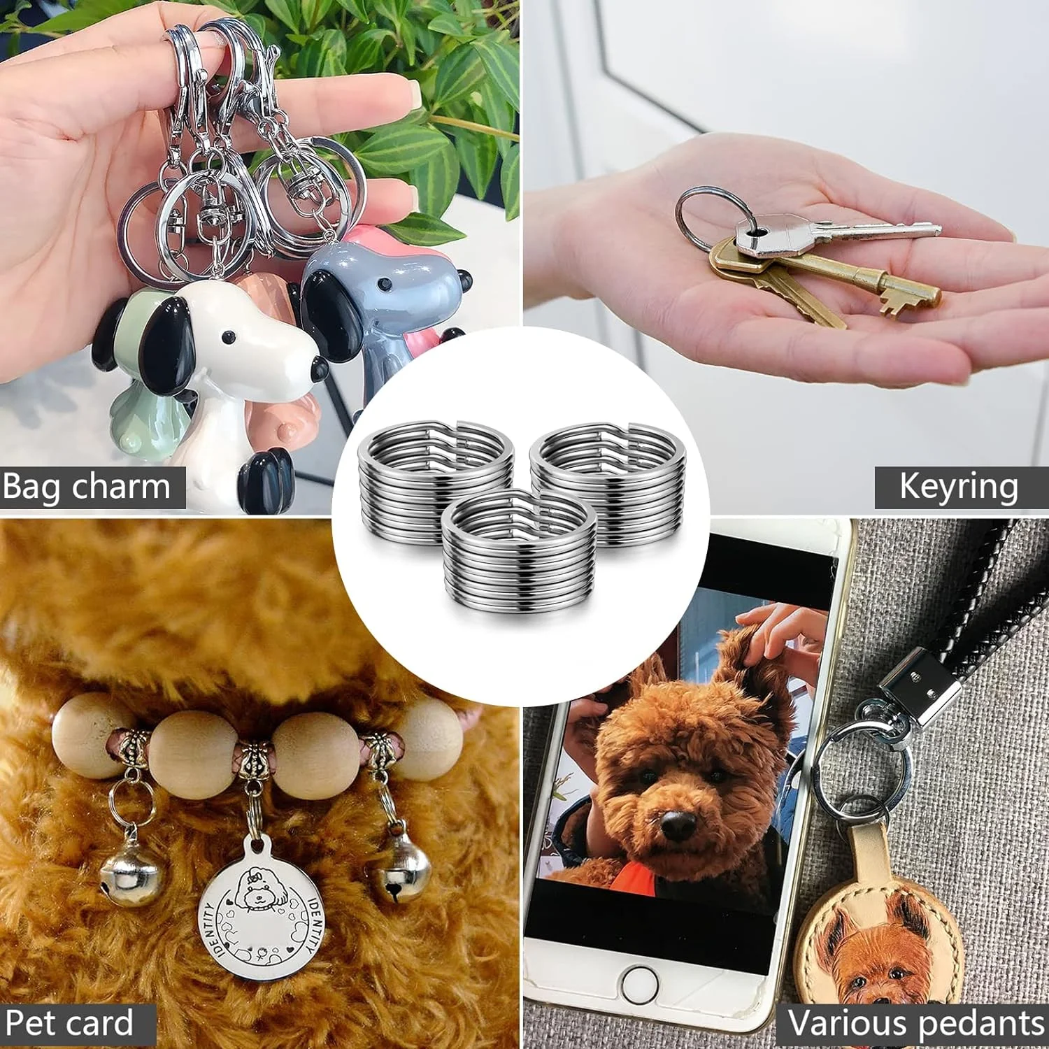 10/20/40/100 PCS Metal Flat Key Rings 1 Inch Detachable Split Key Rings for Home Office Key Accessories DIY Craft Making Kit