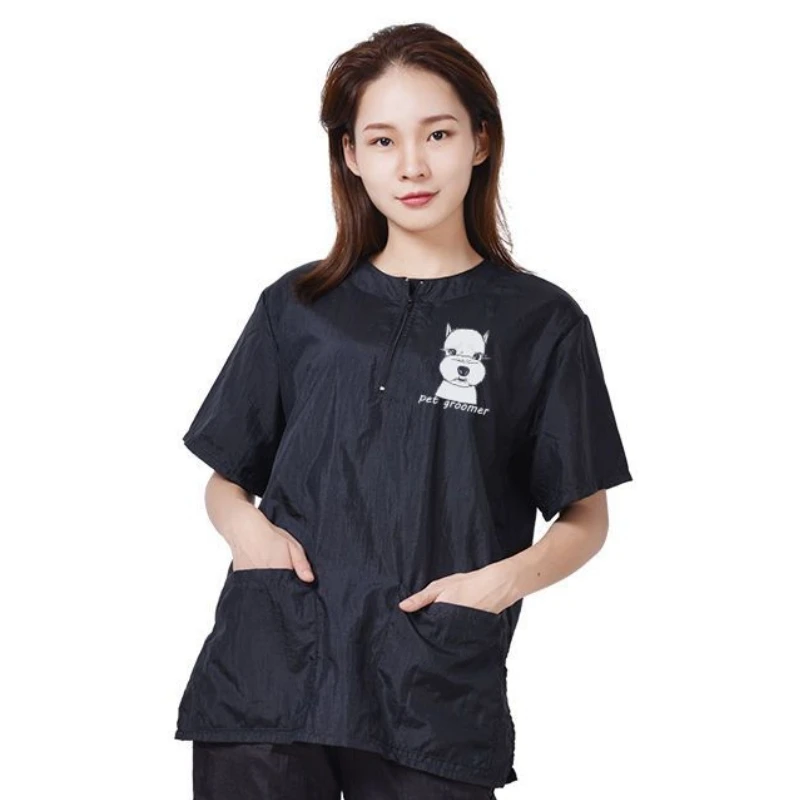 Colorful Dog Grooming Clothing Waterproof And Breathable Pet Store Uniforms Pet Groomer Working Clothes Short Sleeve Tops Apron