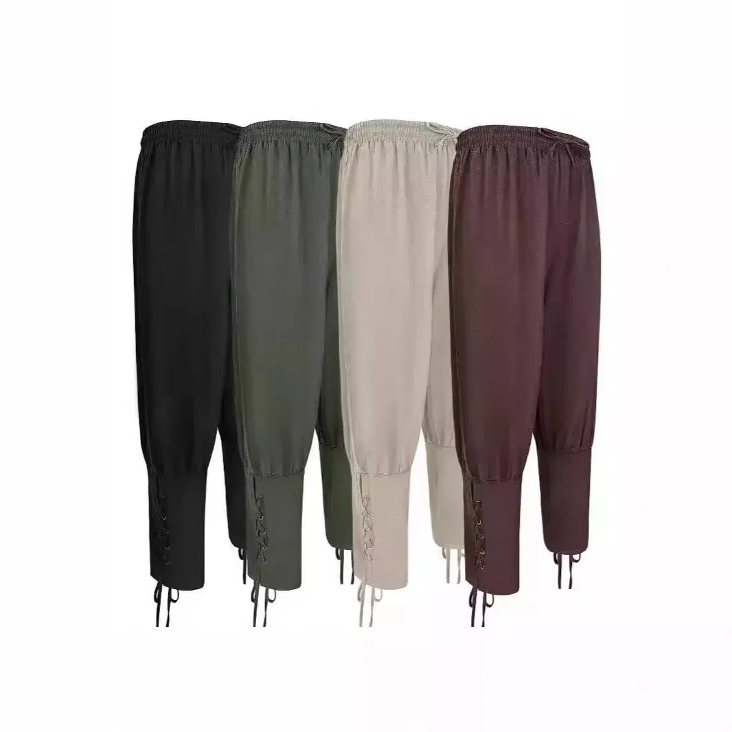 

Men's loween Pirate Costume Renaissance Viking irt Belted Pants Stand Fit Long Sve Breathable Cotton Ciwalk Wear