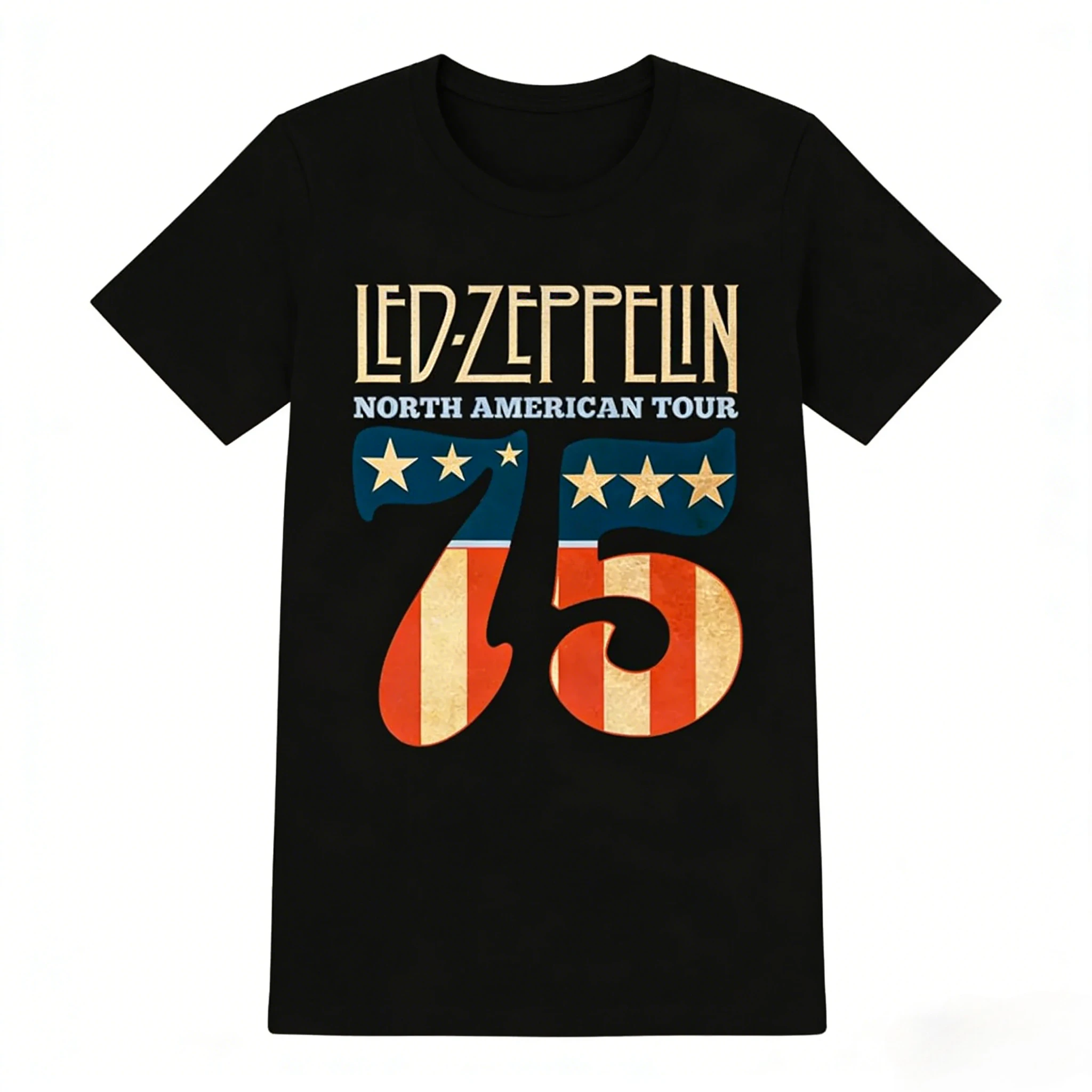 Banda de rock led zeppelin masculino 100% algodão 75th aniversário gráficos tshirt verão primavera feminino oversized hiphop y2k moda tshirt