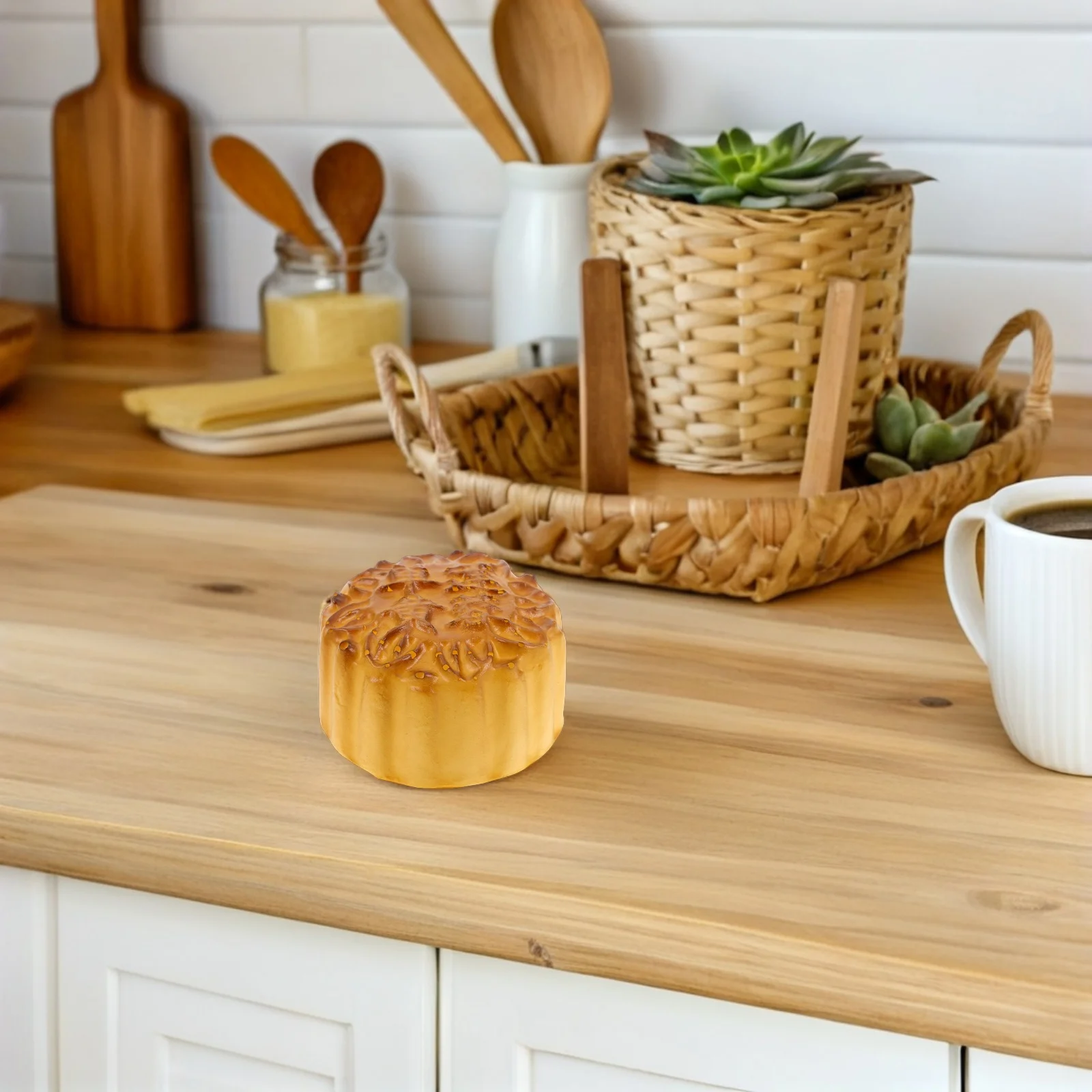 

4Pcs Realistic Fake Mooncake PU Material High Simulation Elastic Texture Artificial Moon Cake Decoration for Home Photo Display