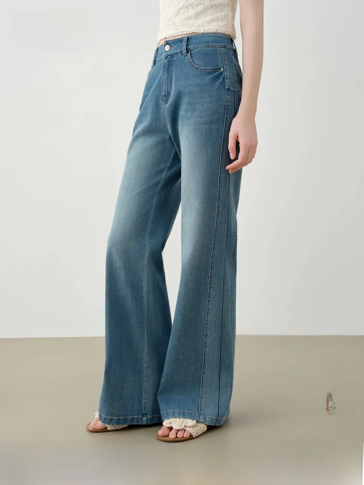 

High Waist Bell Bot Jeans Women's Floor Length Dragging Jeans Cotton Polyester Stretch Fabric Commute Sle Casual Jeans