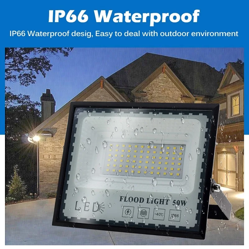 

Super Bright LED Flood Light AC220V 50W 100W 200W 6000K IP66 Waterproof Outdoor Wall Lamp Spotlight for Garden Street Gate