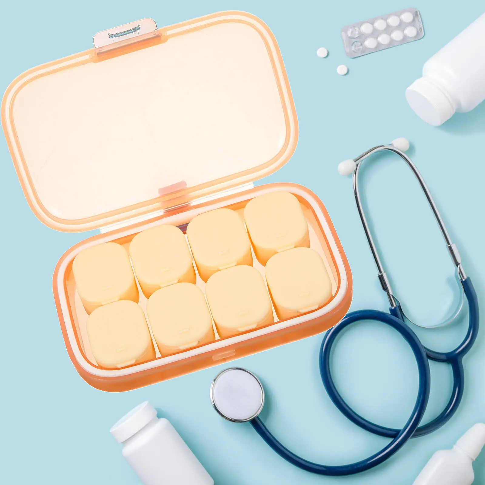 

Medicine Organizer Portable Multi-Grid Pill Case Reusable Sealed Compact Medicine Storage Household Daily Use Dispenser